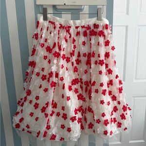 Eva Franco Red and White Floral A-Line Skirt